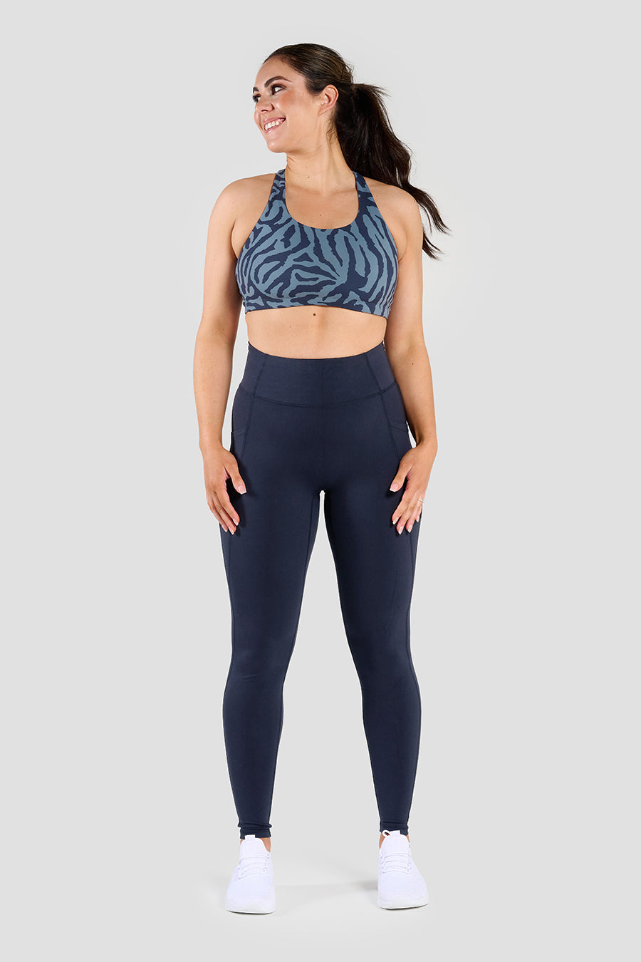 Soul Soft Strappy Sports Bra - Navy &amp; Slate