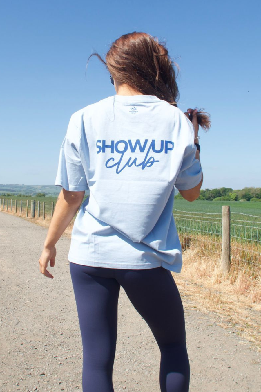 Show Up Club Oversized Tee - Soft Blue
